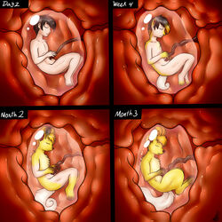 1boy 1girls alternate_color ass canine closed_eyes feet female feral fetus fox fur furry hair human internal interspecies male mammal nintendo original_character paws placenta pokemon pokemon_(species) pregnant regression shikaro shiny_pokemon shiny_vulpix size_difference straight tail text transformation umbilical_cord unbirthing uterus video_games vore vulpix