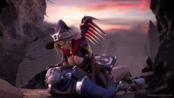 3d alternate_costume angel_wings animated bounce bouncing_breasts breasts breasts_out clothed_sex cowgirl_position ellowas female halloween highres jiggle mercy moaning nipples orgasm outdoors overwatch riding riding_penis sex sky soldier_76 sound source_filmmaker straight sunset vaginal_penetration video wings witch witch_hat witch_mercy