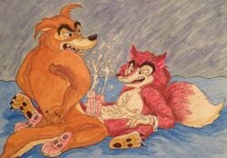 2boys bed crossover cum cumshot disney don_karnage gay honest_john j._worthington_foulfellow male male_only nude penis pinocchio puku83 talespin walt_disney yaoi