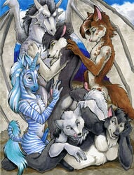 2006 6boys anthro ass ayame_emaya canine dragon equine erection furry group horn hug hybrid licking licking_lips lil_blue looking_at_viewer male mammal penis scalie smile tongue tongue_out unicorn western_dragon wings yaoi zebra zebracorn