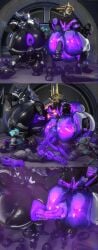 2girls anal_beads anal_vore big_ass big_breasts breasts bubble_butt buttplug female giantess huge_ass huge_breasts hyper hyper_ass hyper_belly hyper_butt larger_female qzk_forte tagme thick_thighs tug_of_vore vore warframe wide_hips willing_pred