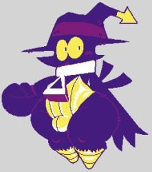 avian avian_humanoid berryofmalice bird black_body blush blush_lines bulge bulge_through_clothing collar crow happy hat headgear headwear mousebytes34 tail thick thick_ass thick_legs thick_thighs witch_hat yellow_eyes zipper zipper_pull_tab