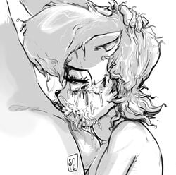 ahe_gao balls balls_deep cum cum_in_mouth cum_in_throat cum_on_face deep_throat facial fellatio female hand_on_head head_grab human_on_anthro irrumatio male male_human/female_anthro male_on_anthro mascara messy_hair nude oral oral_sex partial_male penis rolling_eyes rough_oral runny_makeup sally_acorn saltcore sonic_(series) tears throat_bulge