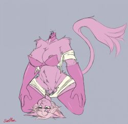 2018 anthro breasts cybernetics cyborg detachable detachable_head female fur genitals hair headless hi_res kevin_crist machine nipples pink_body pink_fur pink_hair pussy severed_body_part severed_head solo vulva