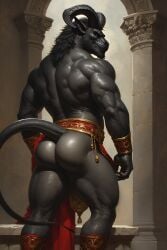 ai_generated ass bara demon feet furry gargoyle gay horns incubus male masculine muscular scalie tail