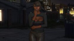 1female 3d 3dcg alternate_costume alternate_outfit beautiful_woman big_lips black_thong breasts brown_eyes brown_hair car_wash cityscape cleavage dark-skinned_female earrings edited_screencap emotionless emotionless_female expressionless female grand_theft_auto grand_theft_auto_online grand_theft_auto_v gta_prostitute heavenly_body huge_breasts leaning_hips leaning_to_the_side los_santos mature_female mature_woman pantyhose pink_lipstick posing posing_for_the_viewer prostitute prostitution rockstar_editor rockstar_games see-through_pantyhose short_hair skyscraper skyscrapers source_request text thong thong_panties unbothered unnamed_character urahatax wide_hips
