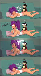 ahegao comic from_behind futurama kotaotake lips muscular_female nibbler on_stomach panties panties_aside rape screaming sideboob sleep_molestation sleeping thick_lips tongue_out turanga_leela