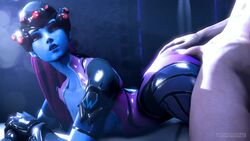 1boy 1girls 3d animated ass big_ass blizzard_entertainment blue_skin bodysuit breasts bubble_butt covered_breasts dat_ass erect female fingerless_gloves gauntlets gloves huge_ass jiggle large_ass large_breasts light-skinned_male long_hair male overwatch penis purple_hair sound source_filmmaker tagme topless tsarchasmsfm video widowmaker yellow_eyes