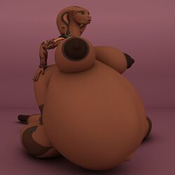 3d anthro anthroanim areola belly big_belly big_breasts breasts cobra erect_nipples female huge_breasts hyper hyper_belly hyper_breasts hyper_pregnancy jamila_queen_cobra mammal naga navel nipples nude pregnant ready_to_pop reptile scalie simple_background smile snake solo wide_hips