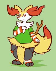 1boy anthro black_fur braixen canine clothed clothing feet flaccid foreskin fox fur furry glasses green_background huge_cock huge_testicles hyper hyper_penis hyper_testicles male male_only mammal nintendo orange_fur original_character paws penis pokémon_(species) pokemon pokemon_(species) pokemon_xy red_eyes shirt silverhawke simple_background smile solo standing stick testicles uncut veins veiny_penis video_games white_fur yellow_fur