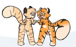 anal anthro balls both_sexes_in_same_situation cum duo feline female male mammal penis polygonheart pussy simple_background tawny_(thepolygonheart) thepolygonheart tiger toni_(thepolygonheart)