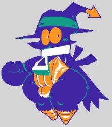 alternate_version_available avian avian_humanoid berryofmalice bird black_body blush blush_lines bulge bulge_through_clothing collar crow happy hat headgear headwear mousebytes34 tail thick thick_ass thick_legs thick_thighs witch_hat yellow_eyes zipper zipper_pull_tab