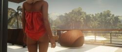 3d absurd_res absurdres ass bare_shoulders bikini_bottom blonde_hair catalina_delgado corset edited_screencap female female_only forrest game_mod game_screenshot gold_jewelry gold_ring high_resolution highres hitman io-interactive long_hair married_woman mature_woman red_bikini_bottom standing strutting tagme tight_bikini trees walking_away wife