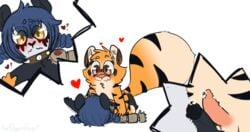 2016 anthro bear duo erection feline frottage furry girly male male_only mammal ming_yao_(thepolygonheart) nude panda penis polygonheart sex simple_background smile thepolygonheart tiger toni_(thepolygonheart) yaoi