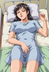 1girls ai_generated bank_teller bare_legs bare_thighs bible_black bible_black_new_testament big_breasts breasts brown_hair clothing earrings female female_focus female_only front_view gown hand_on_crotch horny horny_female hospital hospital_bed hospital_gown hospital_room jewelry lipstick lying_down lying_on_back lying_on_bed makeup masturbation masturbation_through_clothing pleasuring_self pussy rubbing rubbing_pussy shin_bible_black solo solo_focus swept_bangs thighs thinking_about_another thinking_about_sex uncensored viewed_from_above