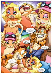 1boy 3girls anthro areola bbmbbf bed bedroom belt blush breasts brother_and_sister clap clitoris clothing coco_bandicoot coco_bandicoot_(crash_of_the_titans) comic crash_(series) crash_bandicoot cum cum_on_face cunnilingus english_text erect_nipples eyeliner eyeshadow eyewear female fur34 furry goggles grin hairband hat headgear incest insane makeup male mammal marsupial navel nipples opossum oral orgasm palcomix palcomix_vip pasadena_o'possum penetration penis pussy pussy_juice screaming sex shorts speech_bubble straight tawna_bandicoot text unzipped_pants vaginal_penetration vein veiny_penis video_games