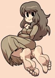 1girls barefeet barefoot brown_hair clothed clothed_female clothing deltarune female female_only foot_fetish foot_focus reathroch soles temmie temmie_(deltarune) temmie_(undertale) temmie_chang toes undertale undertale_(series)