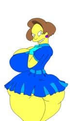 1girls big_ass big_breasts breasts brown_hair clothes color edna_krabappel female hair huge_ass huge_breasts human maxtlat miniskirt older_female skirt smile standing tagme the_simpsons yellow_skin