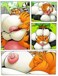 2016 animal_genitalia anthro ass_expansion balls balls_expansion bear belly belly_expansion big_balls big_belly big_breasts big_penis breast_expansion breasts cheeks_inflation clothed clothing comic cum cum_inside cumflation dreamworks duo erection feline female food fur huge_balls hyper hyper_balls hyper_penis inflation kung_fu_panda lactation male mammal master_tigress morbidly_obese nude obese outside overweight panda penis penis_expansion po rabid sex stripes tiger vaginal_penetration weight_gain