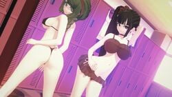 2girls 3d ass big_breasts bikini breasts danganronpa danganronpa_ultra_despair_girls harukawa_maki hotel koikatsu older posing straight_hair towa_monaca