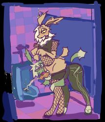 anthro blue_door blue_wall bodily_fluids bottomwear clothed clothing eeveelution fishnet fishnet_legwear footwear fur generation_1_pokemon genital_fluids genitals green_body green_fur guncht hair hi_res jolteon legwear licking_penis male male/male miniskirt nintendo orange_penis peeing peeing_into_toilet penile_spines penis pink_wall pokemon pokemon_(species) purple_eyelids purple_wall sandals skirt socks_with_sandals stall_(disambiguation) standing standing_pee tan_body tan_fur tile toilet_pee tracksuit urinal urinating urinating_male urination urine urine_stream watersports white_hair yellow_sclera