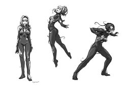 1girls biosuit claws corruption darren_geers female gwen_stacy gwenom hairband headband hourglass_figure long_hair marvel marvel_comics monochrome scary_woman she-venom simple_background solo spider-man_(series) symbiote tagme teeth tongue tongue_out torn_clothing transformation venom venom_(marvel) white_background