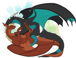 dragon duo feral horn maim male penis scalie simple_background wings