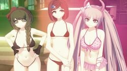 3d 3girls ass big_breasts bikini breasts danganronpa danganronpa_ultra_despair_girls hotel koikatsu older posing straight_hair towa_monaca utsugi_kotoko yumeno_himiko