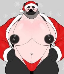 1anthro 1boy 1male 1man anthro areolae bara bara_tiddies bara_tits bear belly big_belly big_pecs big_pectorals black_areola black_nipples blush bulge bulge_through_clothing christmas_clothing christmas_hat christmas_outfit chubby chubby_belly chubby_male facial_hair fat fat_belly fat_male fat_man furry huge_pecs huge_pectorals humanoid kemono large_pecs large_pectorals male male_only man_boobs man_tits manboobs massive_pecs massive_pectoral mature_male milkblend moobs moustache muscular muscular_male nipples panda pecs pectorals penis_peek pink_body pink_fur pom_(milkblend) santa_costume santa_hat sling_bikini sling_swimsuit slingshot_bikini slingshot_swimsuit solo solo_male tummy