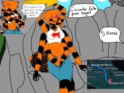 anthro arachnid arthropod arthropod_abdomen bladder_bulge bodily_fluids electronic_arts female fur genital_fluids mirror's_edge multi_arm multi_eye multi_limb mygalomorph omorashi orange_body orange_fur pee_desperation peeing peeing_self solo sparkat150 spider tanya_ntula tarantula text translated urine wetting