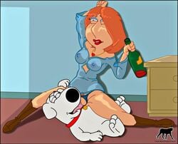 alcohol brian_griffin canine cunnilingus family_guy female human lois_griffin luberne oral