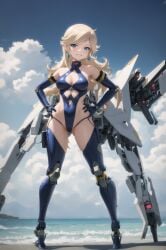 ai_generated blonde_hair blue_eyes breasts confident highres mario_(series) mecha mechabare non-web_source pilot princess_rosalina robot smile super_mario_galaxy