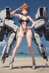 ai_generated confident heroic highres mario_(series) mecha mechabare nintendo non-web_source pilot princess_daisy robot salute smile