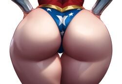 ai_generated ass_focus blue_panties cel_shading diana_prince highres huge_ass light-skinned_female red_bustier silver_bracelet star-spangled_panties wonder_woman wonder_woman_(series)