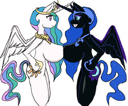 anthro friendship_is_magic furry multiple_girls my_little_pony nightmare_moon princess_celestia_(mlp) princess_luna_(mlp) symmetrical_docking tiroil