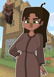 grass green_eyes minecraft solo_female tagme villager_(minecraft) xusisidie