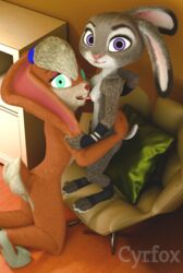 2018 3d absurd_res anthro anus ass blonde_hair blue_eyes breasts buckteeth cyrfox disney duo female fur hair hi_res judy_hopps lagomorph letter_(disambiguation) lola_bunny looking_at_viewer looney_tunes mammal nipples nude pussy rabbit simple_background small_breasts smile teeth warner_brothers yuri zootopia