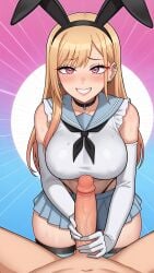 artist_request blonde_hair bunnysuit handjob kitagawa_marin large_breasts