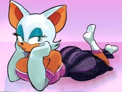 1girls anthro dand_u female female_only flare_pants rouge_the_bat solo sonic_(series) sonic_the_hedgehog_(series)