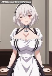 ai_generated aindroidparanoid ass azur_lane big_ass big_breasts big_butt busty cleavage curvy cute dress fat_ass female female_only gigantic_breasts hips huge_ass huge_breasts indoors large_ass large_breasts legs maid maid_headdress maid_outfit maid_uniform massive_breasts narrow_waist red_eyes short_hair sirius_(azur_lane) slim_waist stable_diffusion thick_ass thick_thighs voluptuous waist white_hair wide_hips