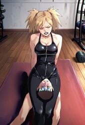 abs ai_generated femdom headscissor headscissors latex latex_clothing male_sub muscular_female naruto pain squeeze temari thick_thighs thighs toned_female