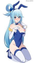 1girls aqua_(konosuba) blue_eyes blue_hair blue_high_heels blush bunny_costume bunny_ears bunny_girl bunnysuit cleavage female_only footwear gloves goddess hair_between_eyes high_heels kagironsfw kono_subarashii_sekai_ni_shukufuku_wo! long_hair long_sleeves looking_at_viewer medium_breasts nipples one_breast_out open_mouth ponytail reverse_bunnysuit sleeves_past_elbows solo_focus thick_ass thick_thighs thighs uncensored white_legwear white_sleeves white_stockings wide_hips