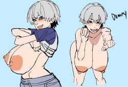 big_breasts blush hanging_breasts henfent huge_breasts looking_at_viewer shirt_lift uzaki-chan_wa_asobitai! uzaki_hana