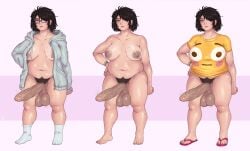 1futa big_breasts big_penis breasts character_sheet chubby chubby_futanari futa_only futanari glasses huge_cock jacket mole nerd nerdy_futa oc penis pubic_hair random_rend sandals shirt socks thick thick_thighs