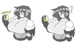 big_breasts breast_outline female female_focus female_only lemon looking_at_viewer marie_(tag-a-long) meme_reference mouthless mouthless_female muscular muscular_arms muscular_female original original_art original_artwork question_mark tag-a-long