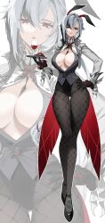 1girls absurd_res arlecchino_(genshin_impact) breasts bunny_ears bunnysuit cleavage female female_only genshin_impact hi_res large_breasts light-skinned_female light_skin looking_at_viewer solo sugarcanedove wide_hips