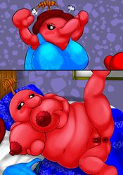 1girls angry anus balls bed big_breasts big_nose black_sclera blush breasts chubby clothing dress edit eyelashes female hat heart huge_breasts large_breasts mario mario_(series) mouthless nintendo nipples nude overweight overweight_female pianta pussy red_body red_nipples red_skin solo_focus super_mario_sunshine uncensored video_games warionoken white_eyes