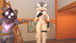 3d :0 breasts cum cum_in_pussy furry naked_female pointing_at_another puddle raven_team_leader rec_room recroom tail taller_female wolf_woman