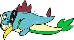 ambiguous_penetration blush bodily_fluids collar duo female feral generation_2_pokemon generation_5_pokemon genital_fluids male male/female nintendo penetration pokemon pokemon_(species) reptile scalie sex snivy spiked_collar spikes tongue tongue_out totodile trout_(artist)