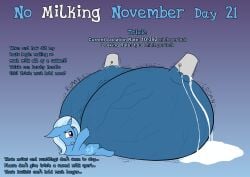 absurd_res big_nipples bucket container crotchboobs english_text equid equine female feral friendship_is_magic hasbro hi_res horn huge_nipples hyper hyper_teats immobile leaking_milk mammal meme my_little_pony mythological_creature mythological_equine mythology nipples no_nut_november solo swollen_teats text trixie_(mlp) unicorn veiny_teats wapamario63